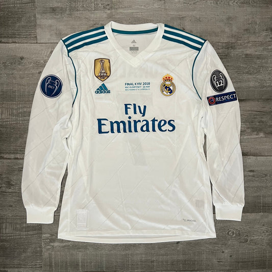 Real Madrid 2017-18 Final Home Ronaldo #7 UCL Player Version Long Sleeve Jersey